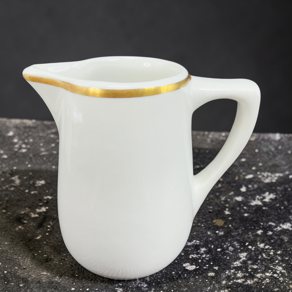 Mayer China Beaver Falls Small Creamer Pitcher White Gold Trim Restaurant Ware